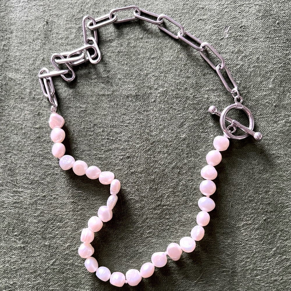 Pearl and chain link combo necklace